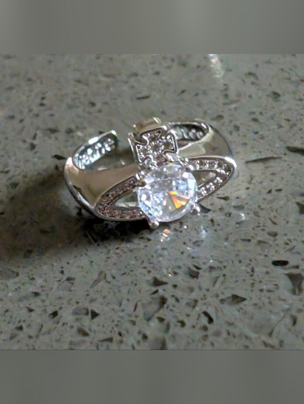 Inspired Silver-Tone Orb Crystal Ring - White Nwot VW Vibes